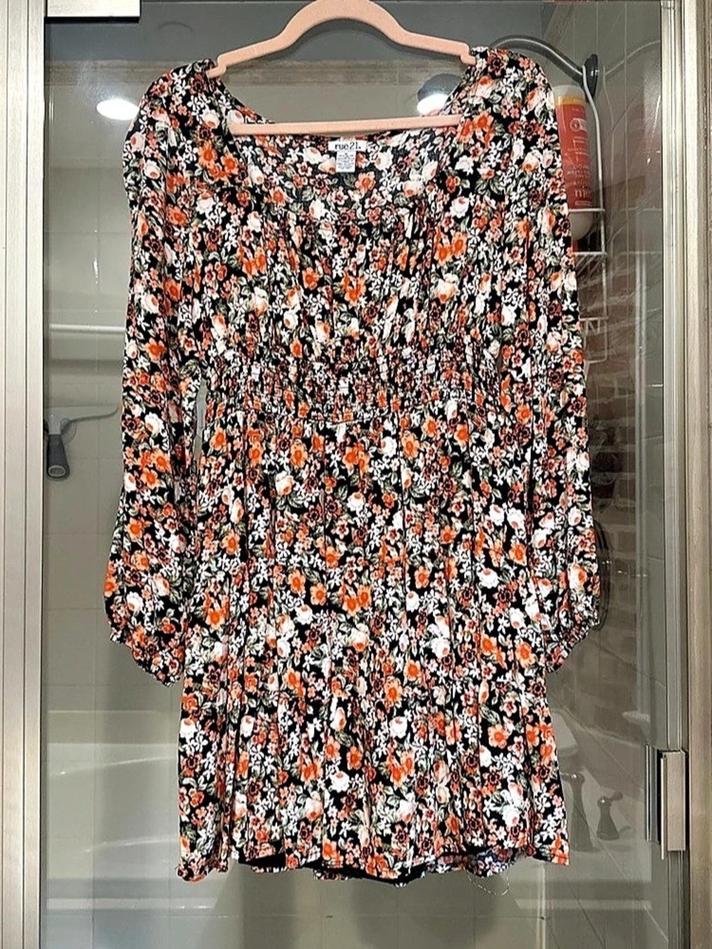 rue21 Floral Mini Dress in Black & Orange Medium